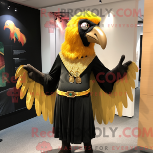 Gold Crow mascot costume...