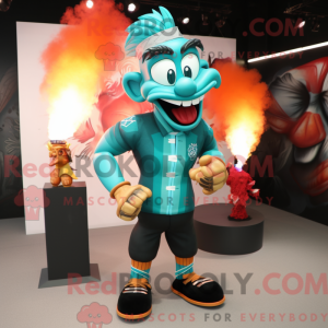 Teal Fire Eater mascot...