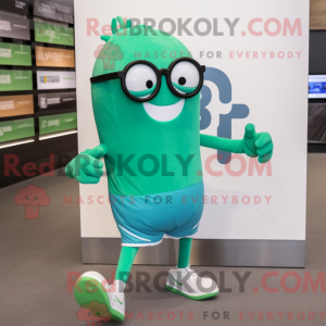 Turquoise Green Bean mascot...