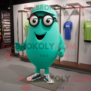 Turquoise Green Bean mascot...