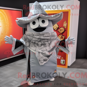 Grå Nachos-maskotdraktfigur...