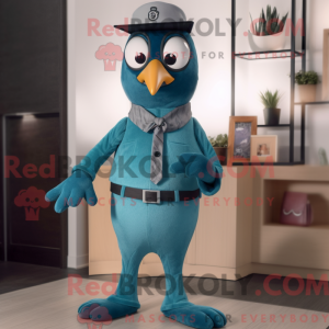 Teal Quail mascot costume...
