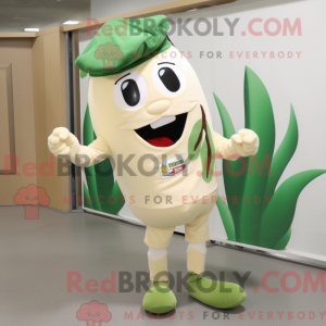 Beige Green Bean mascot...