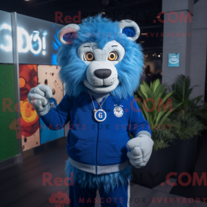 Blue Lion mascot costume...