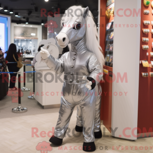 Silver Horse mascot costume...