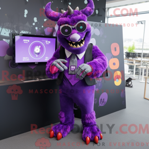 Purple Devil mascot costume...