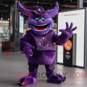 Purple Devil mascot costume...