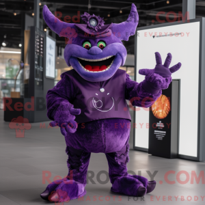 Purple Devil maskot kostume...