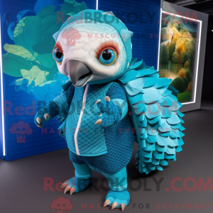 Cyan Pangolin maskot...