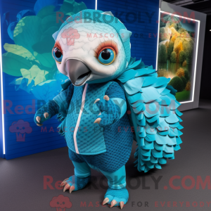 Cyan Pangolin Maskottchen...