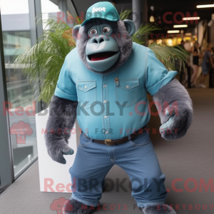 Blågrøn Gorilla maskot...