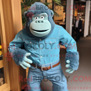 Teal Gorilla mascot costume...