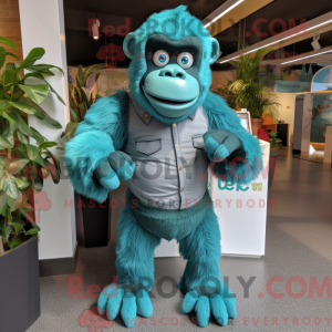 Blågrøn Gorilla maskot...