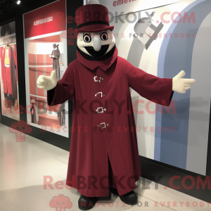 Maroon Mime mascot costume...