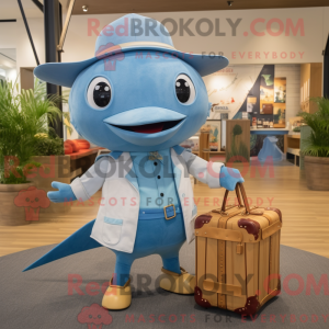 Himmelblå sværdfisk maskot...