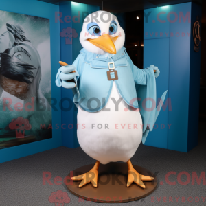 Cyan Seagull mascot costume...