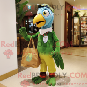 Oliven Macaw maskot kostume...