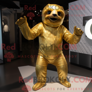 Gold Sloth maskot kostume...