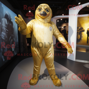 Gold Sloth maskot kostume...