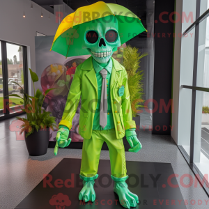 Lime Green Skull mascot...