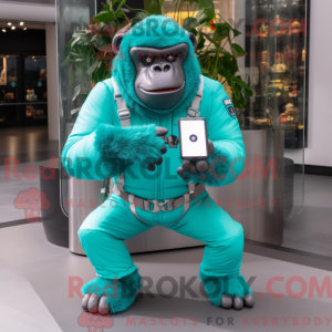 Turquoise Gorilla mascot...