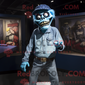 Blue Undead mascot costume...