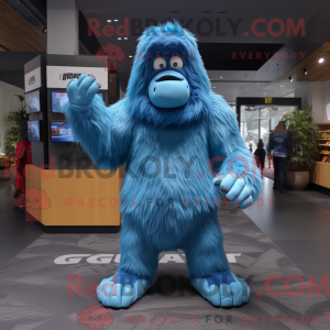 Blue Sasquatch mascot...