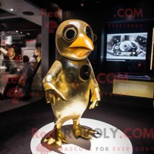 Gold Penguin mascot costume...