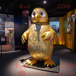 Gold Penguin mascot costume...