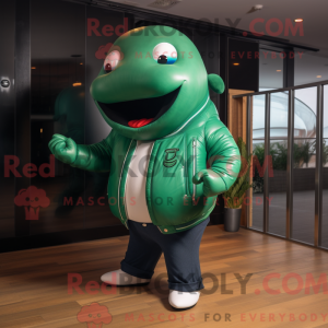 Green Whale mascot costume...