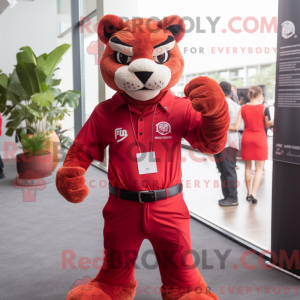 Rød Puma maskot kostume...