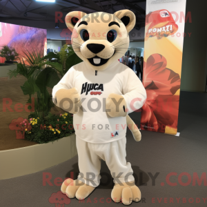 Cream Puma mascot costume...