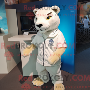 Cream Puma mascot costume...