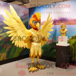 Gold Harpy mascot costume...