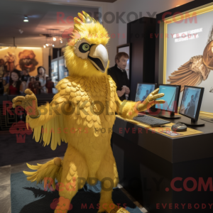 Gold Harpy mascot costume...