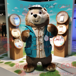 Cream Beaver mascot costume...