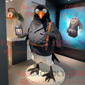 Sort Pigeon maskot kostume...