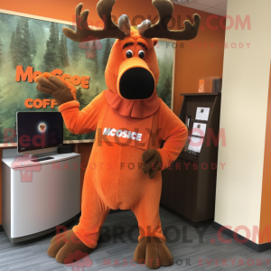 Orange Moose mascot costume...