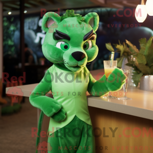 Green Puma mascot costume...
