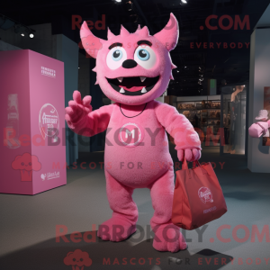 Pink Demon mascottekostuum...