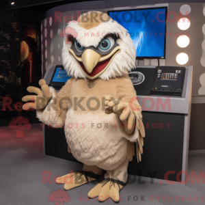 Beige Hawk mascot costume...