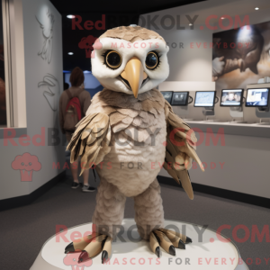 Beige Hawk mascot costume...