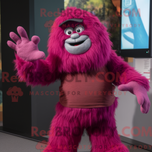 Magenta Sasquatch maskot...