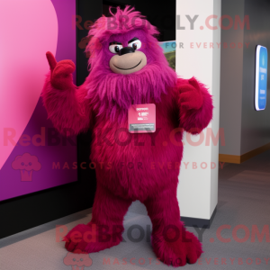 Magenta Sasquatch maskot...