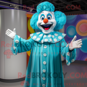 Cyan Clown mascot costume...