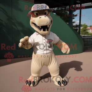 Beige Allosaurus maskot...
