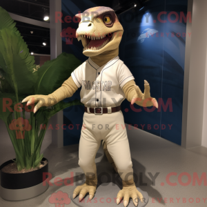 Beige Allosaurus mascot...