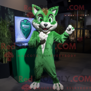 Green Bobcat mascot costume...