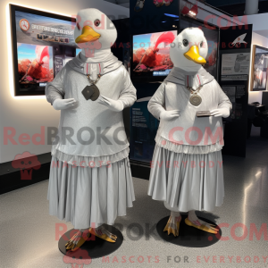 Silver Geese mascot costume...