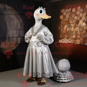Silver Geese mascot costume...